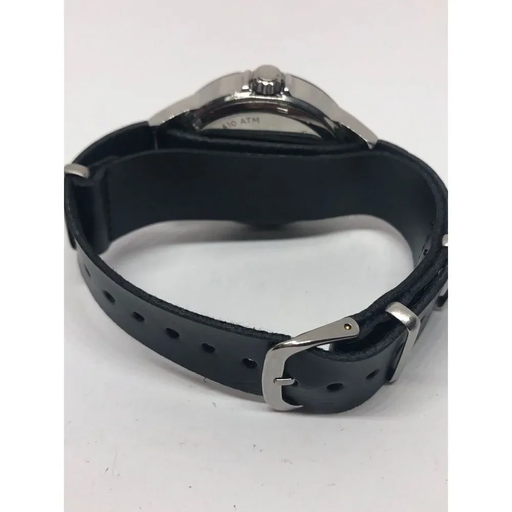 Fossil BQ1622 Men's Black Leather Analog White Dial Quartz Genuine Watch RK391